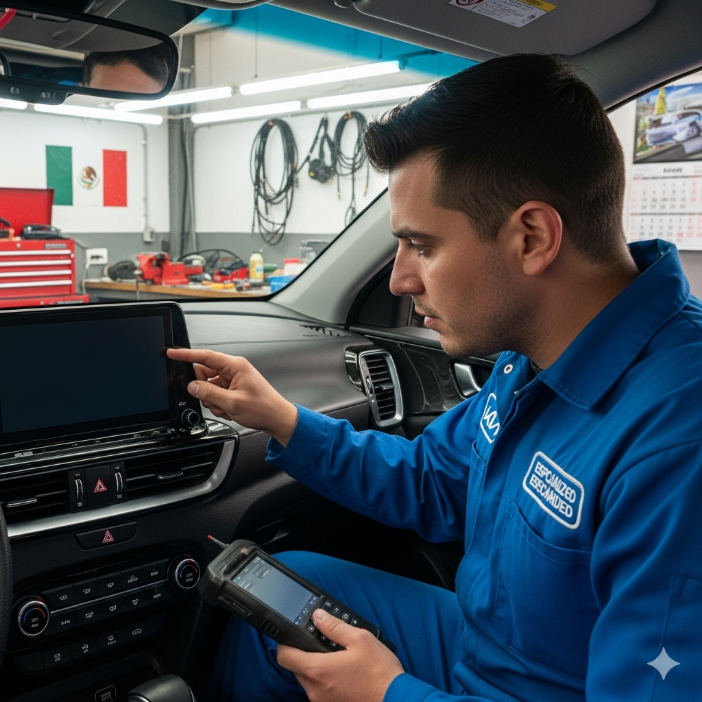 Pantalla táctil de sistema de infoentretenimiento Kia apagada con falla electrónica