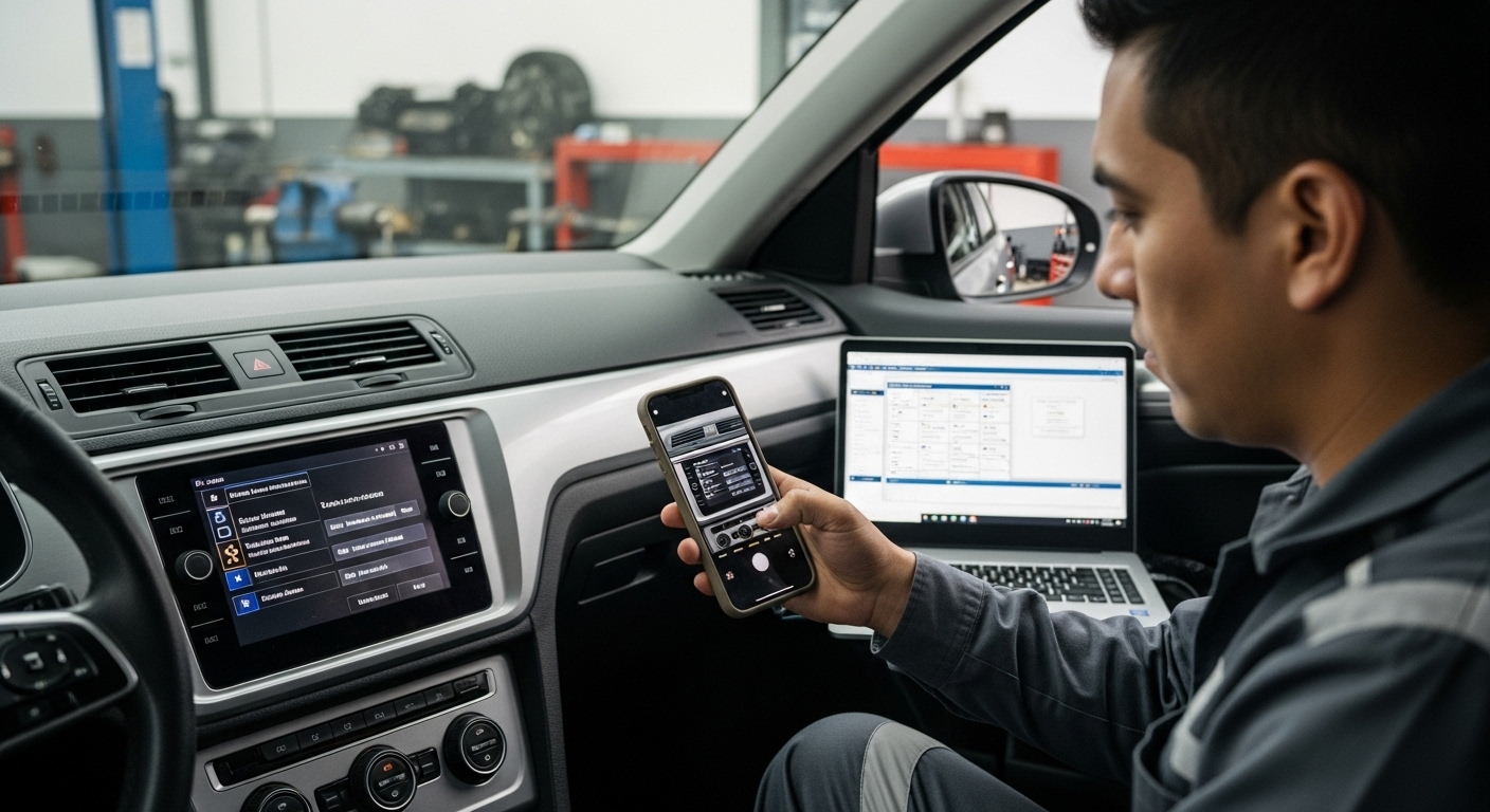 Reparación de unidad de control de infoentretenimiento en vehículo Volkswagen